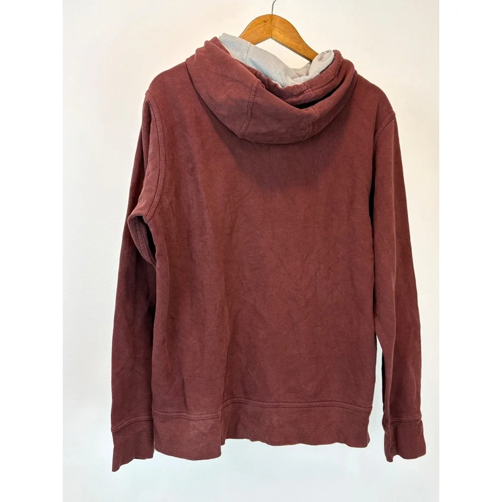 The North Face Hoodie Mens Large Maroon Pullover Fleece Logo Sweatshirt Gorpcore